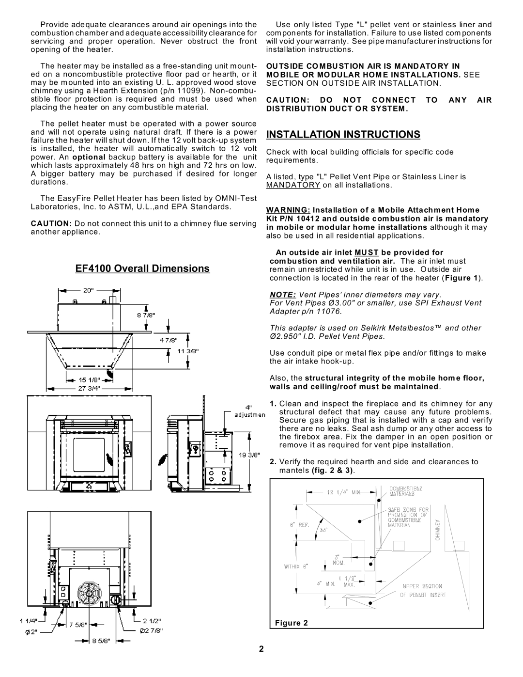 Sierra Products EF-4001B operating instructions EF4100 Overall Dimensions, Installation Instructions 