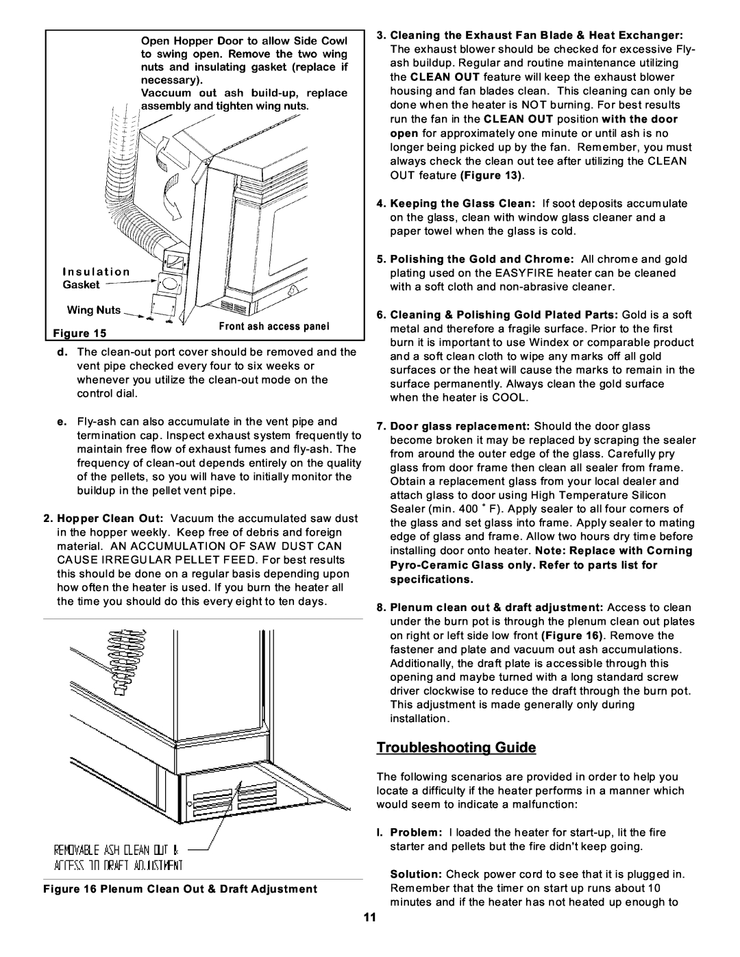 Sierra Products EF-4001B operating instructions Troubleshooting Guide, Front ash access panel Figure 