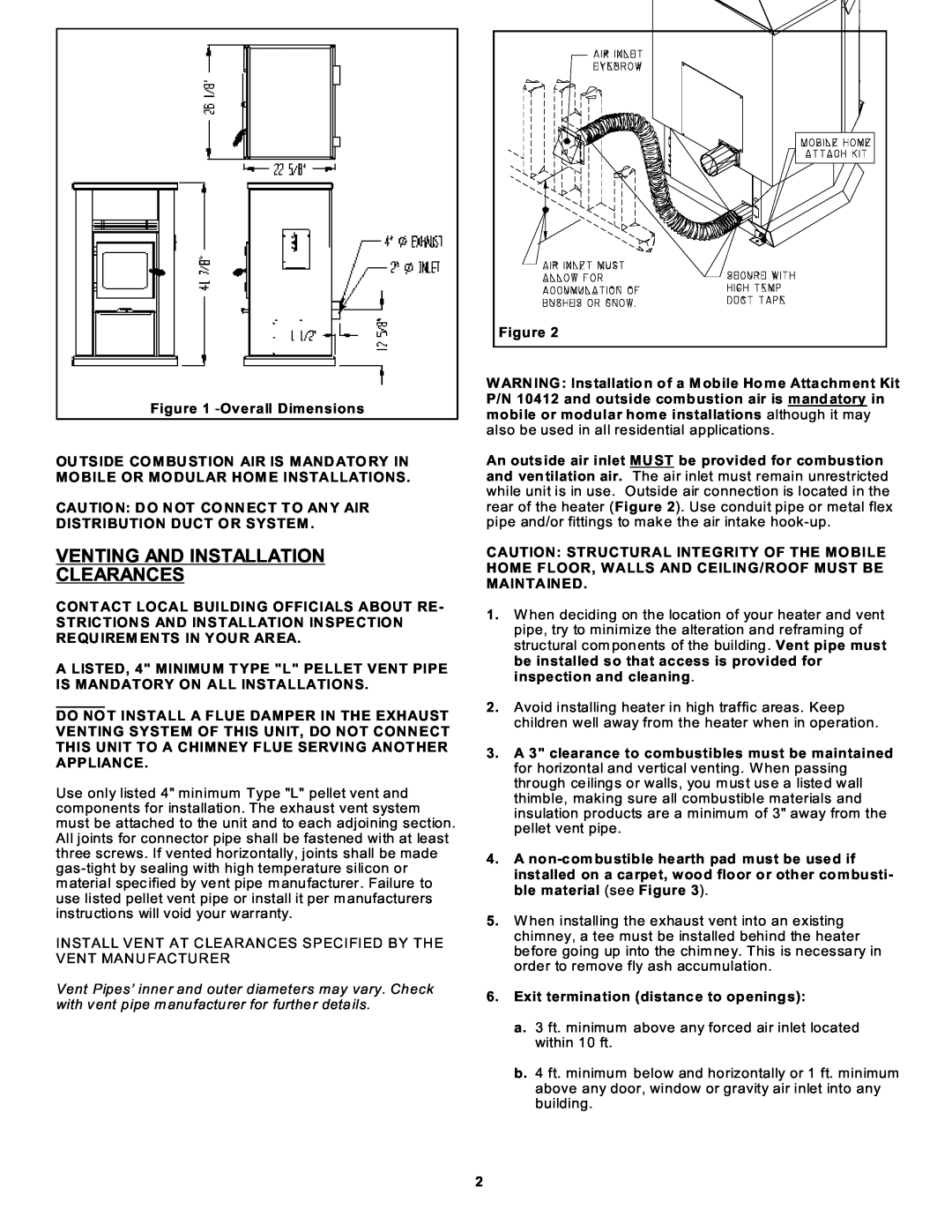 Sierra Products EF-5001UB owner manual Venting And Installation Clearances 