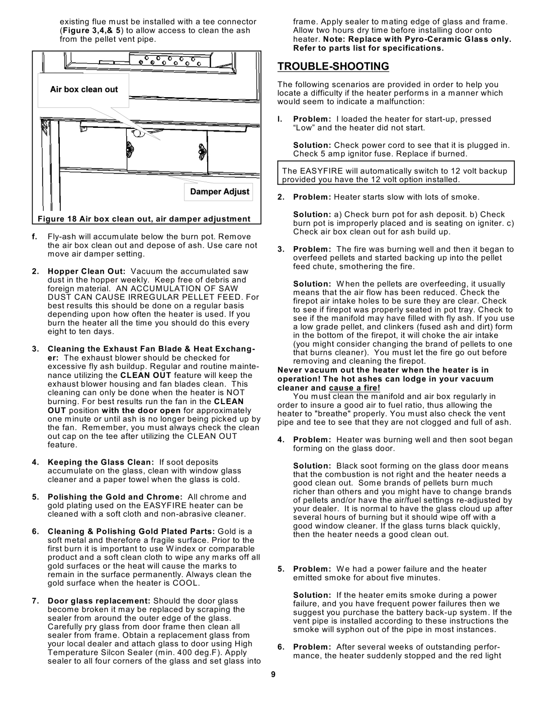 Sierra Products EF5001U owner manual Trouble-Shooting, Refer to parts list for specifications 