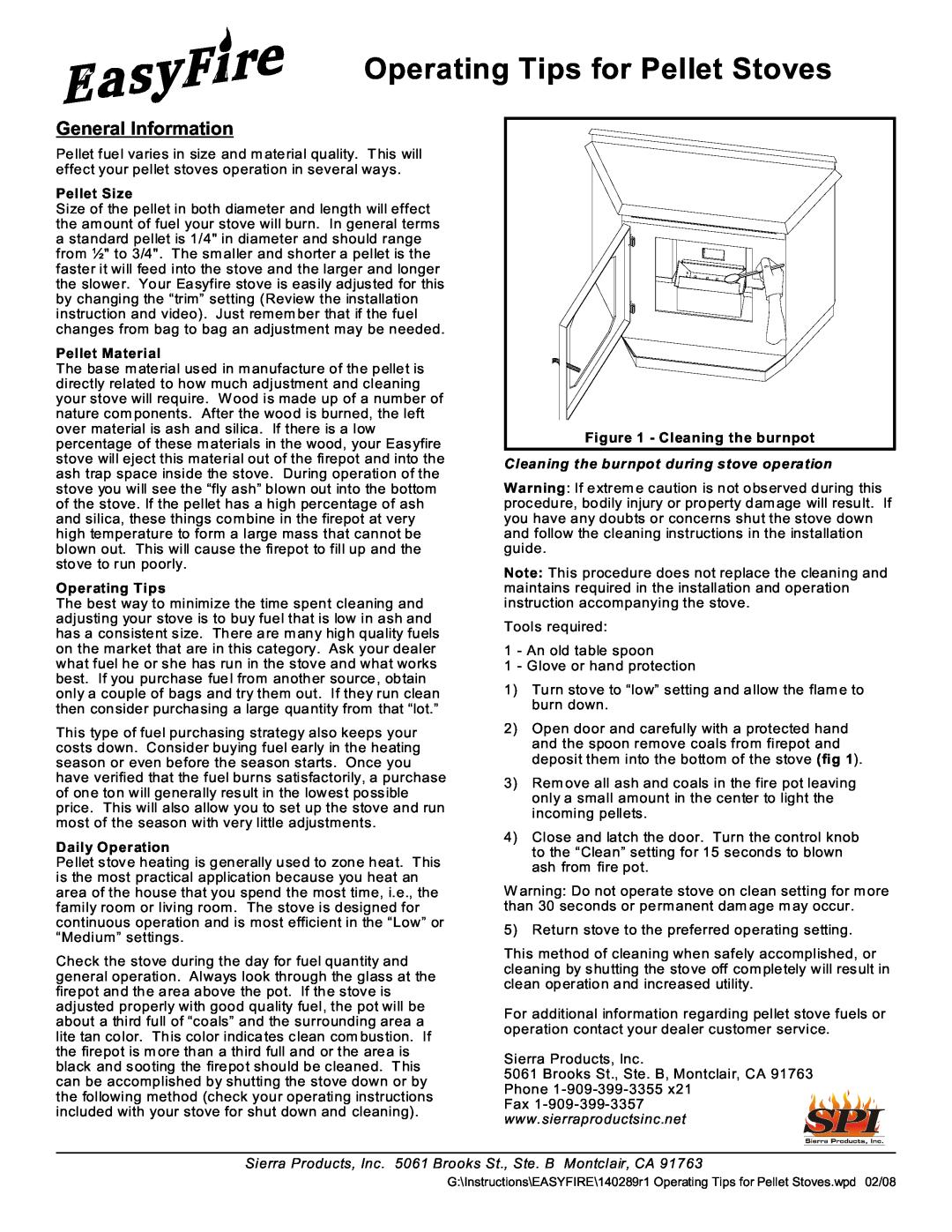 Sierra Products manual Operating Tips for Pellet Stoves, General Information, Pellet Size, Pellet Material 