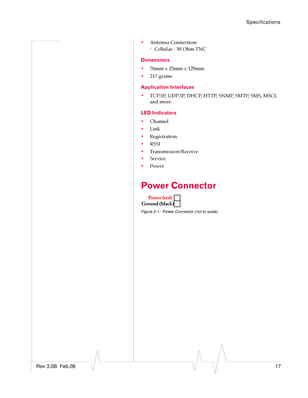 Sierra Raven EDGE manual Power Connector, Dimensions, Application Interfaces, LED Indicators 