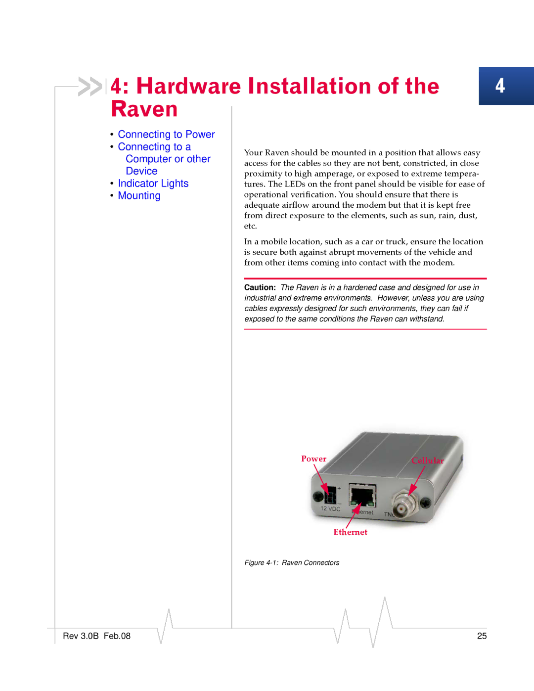 Sierra Raven EDGE manual Hardware Installation Raven, Mounting 