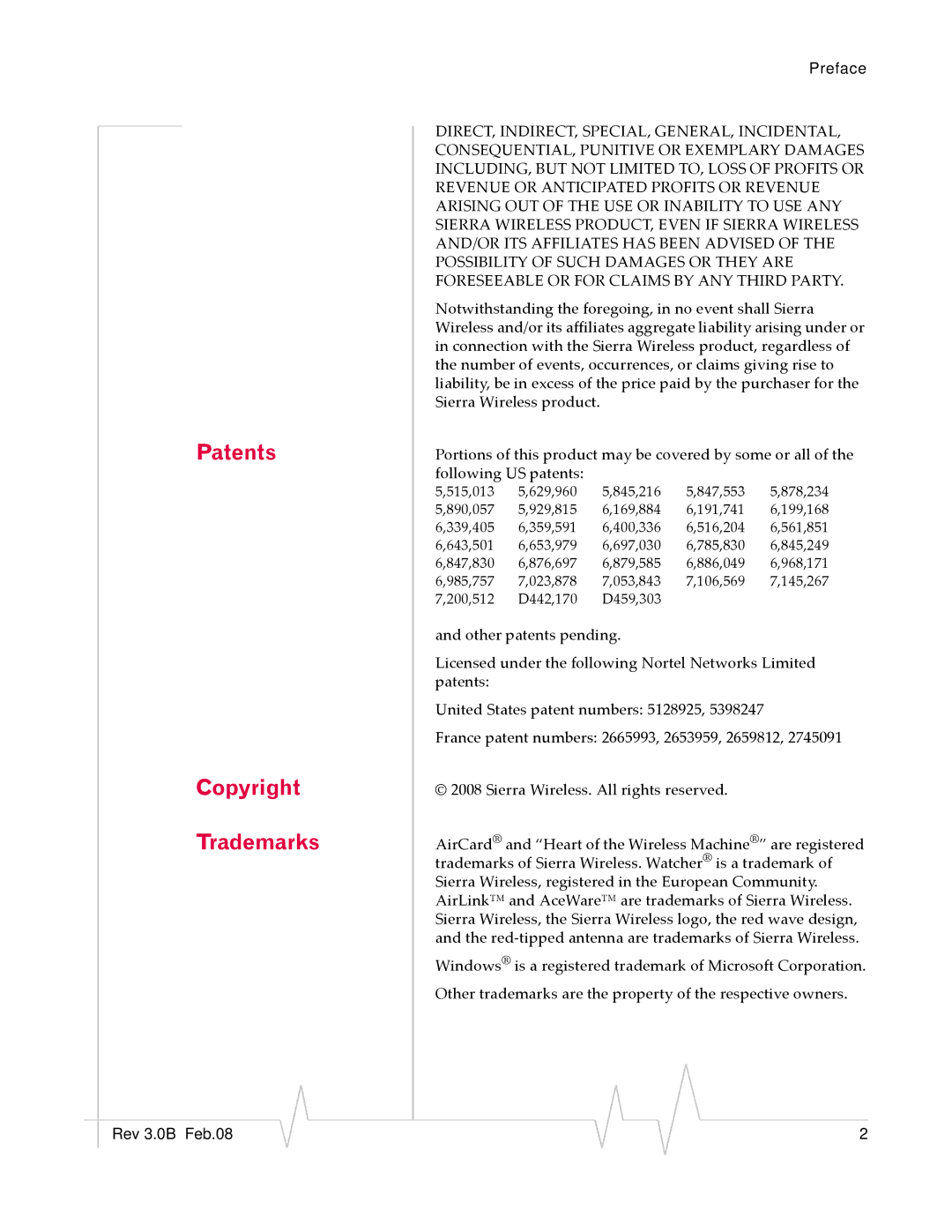 Sierra Raven EDGE manual Patents Copyright Trademarks 