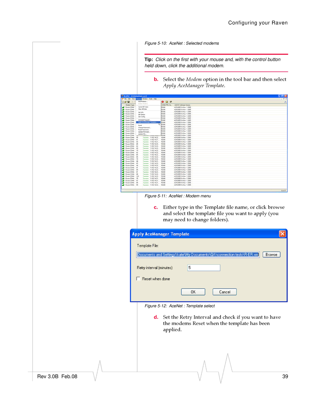 Sierra Raven EDGE manual AceNet Selected modems 