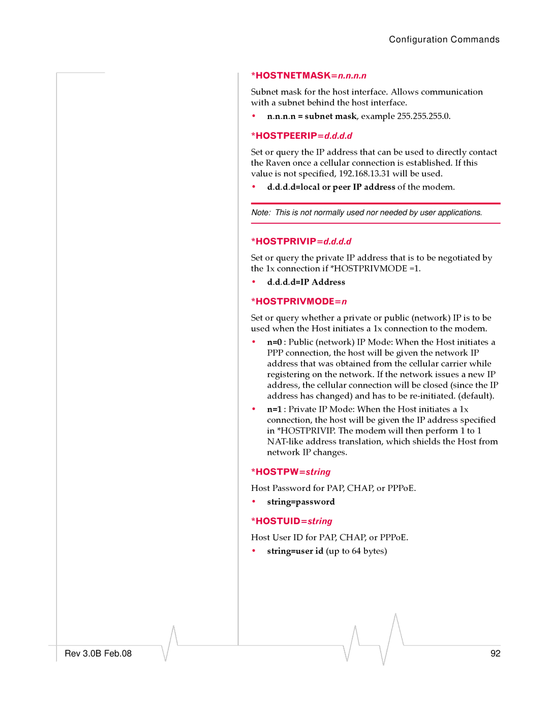 Sierra Raven EDGE manual D.d=local or peer IP address of the modem, String=password 