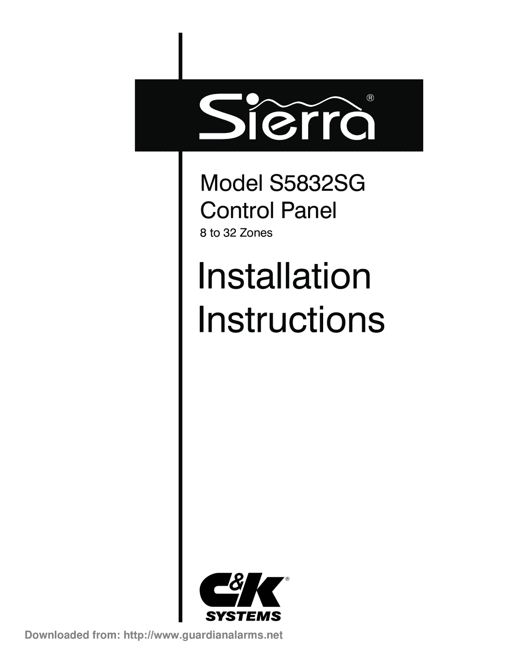 Sierra S5832SG installation instructions Installation Instructions 