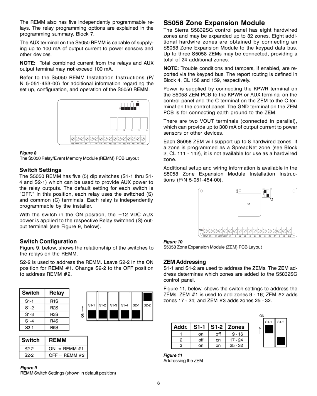 Sierra S5832SG installation instructions S5058 Zone Expansion Module 