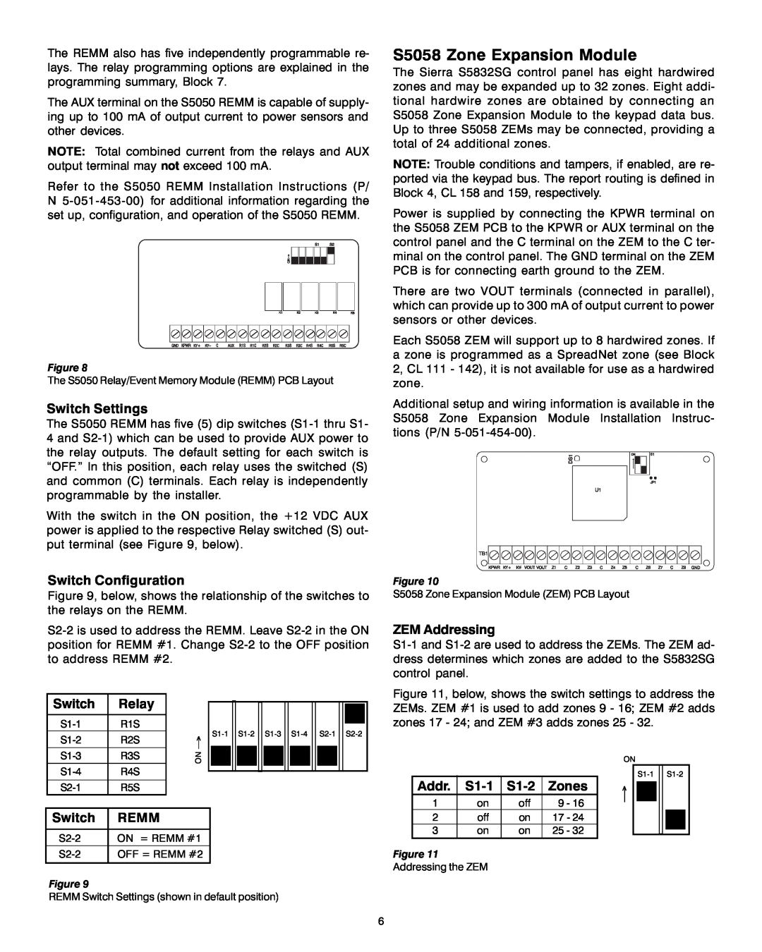 Sierra S5832SG installation instructions S5058 Zone Expansion Module 