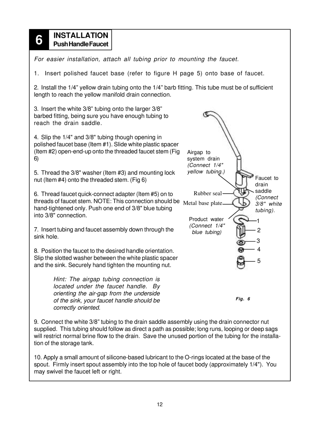 Sierra PN103257, SIERRA REVERSE OSMOSIS DRINKING WATER SYSTEM owner manual PushHandleFaucet 