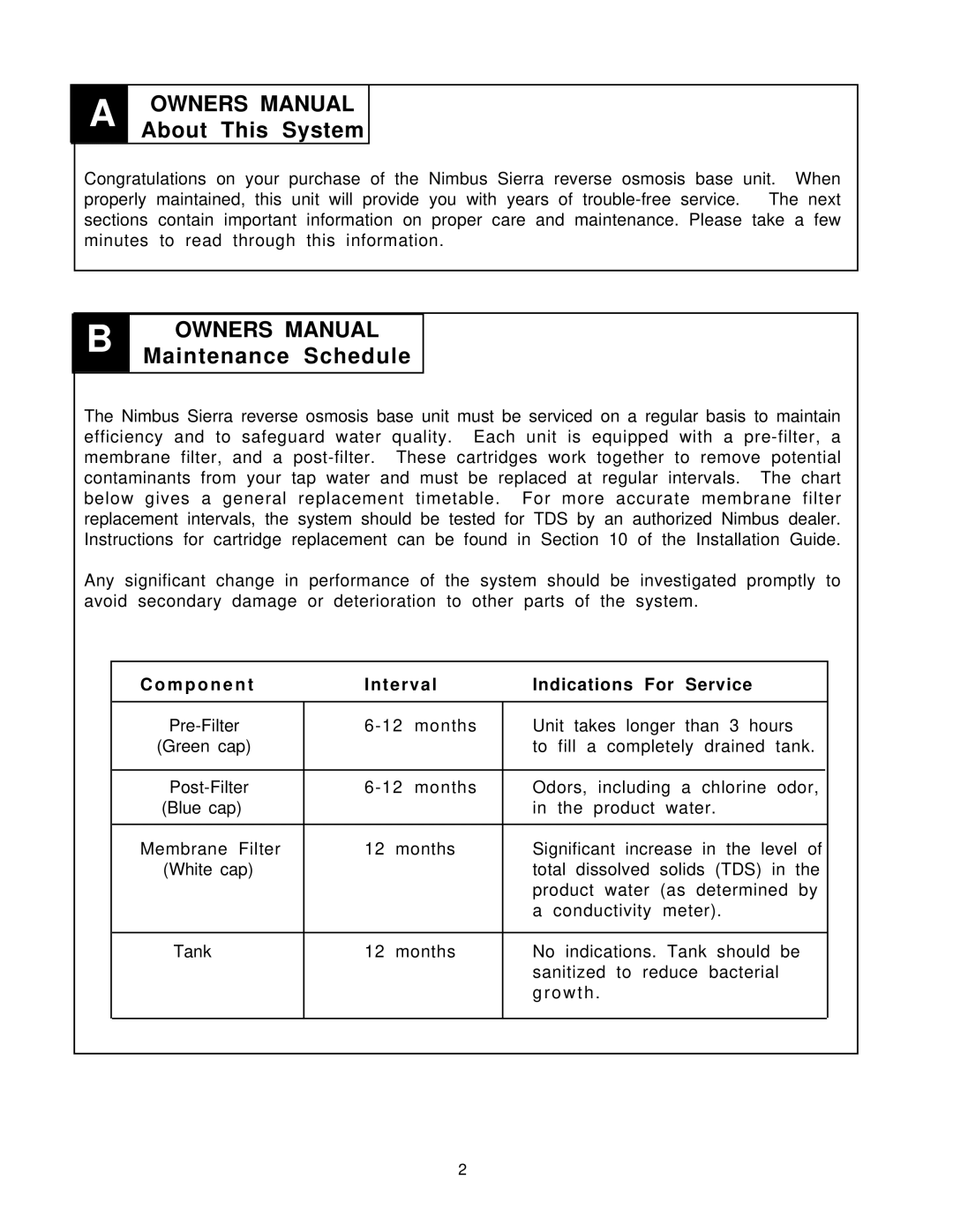 Sierra PN103257 owner manual Maintenance Schedule, M p o n e n t Interval Indications For Service 