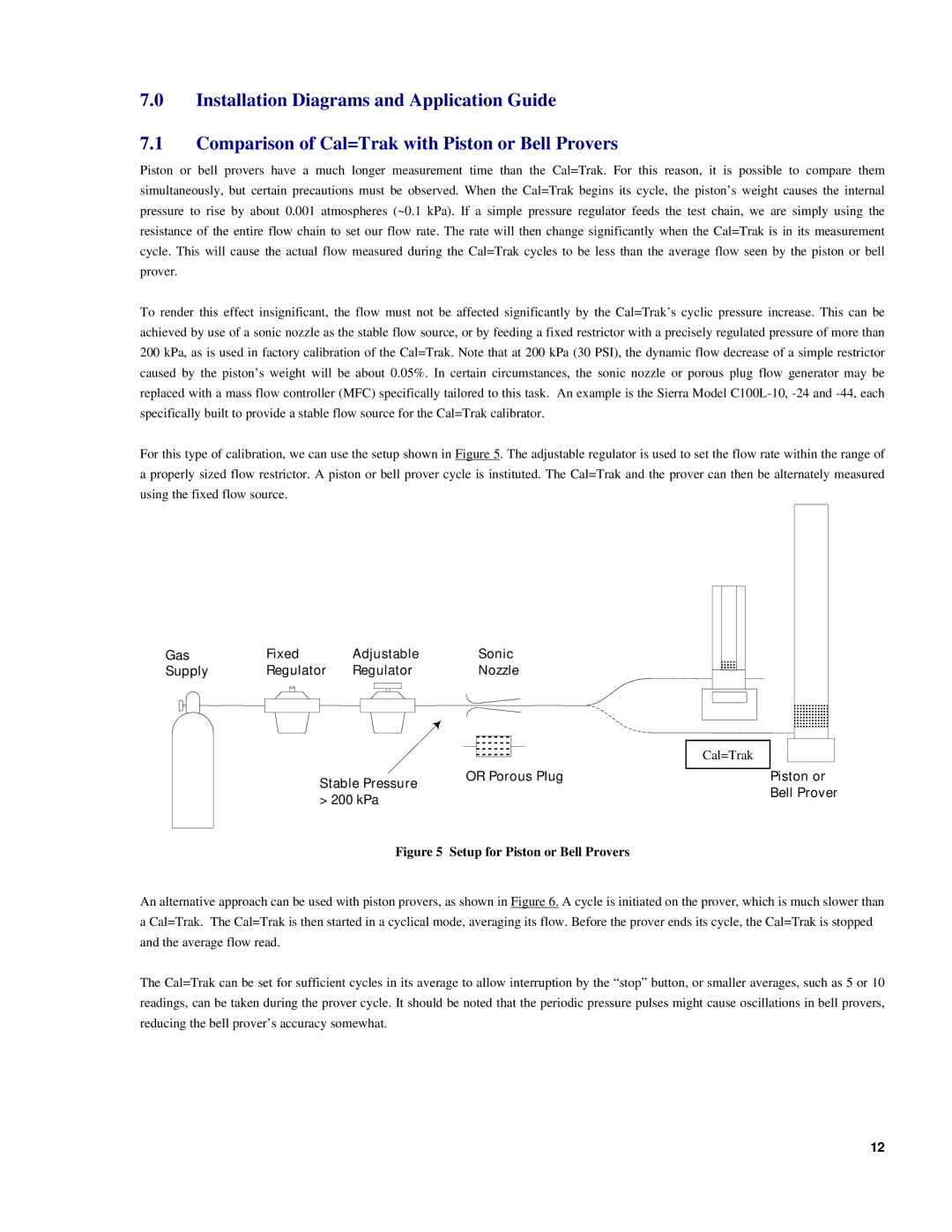 Sierra SL-800 instruction manual Setup for Piston or Bell Provers 