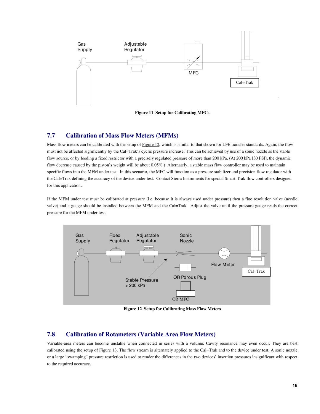 Sierra SL-800 instruction manual Calibration of Mass Flow Meters MFMs, Calibration of Rotameters Variable Area Flow Meters 