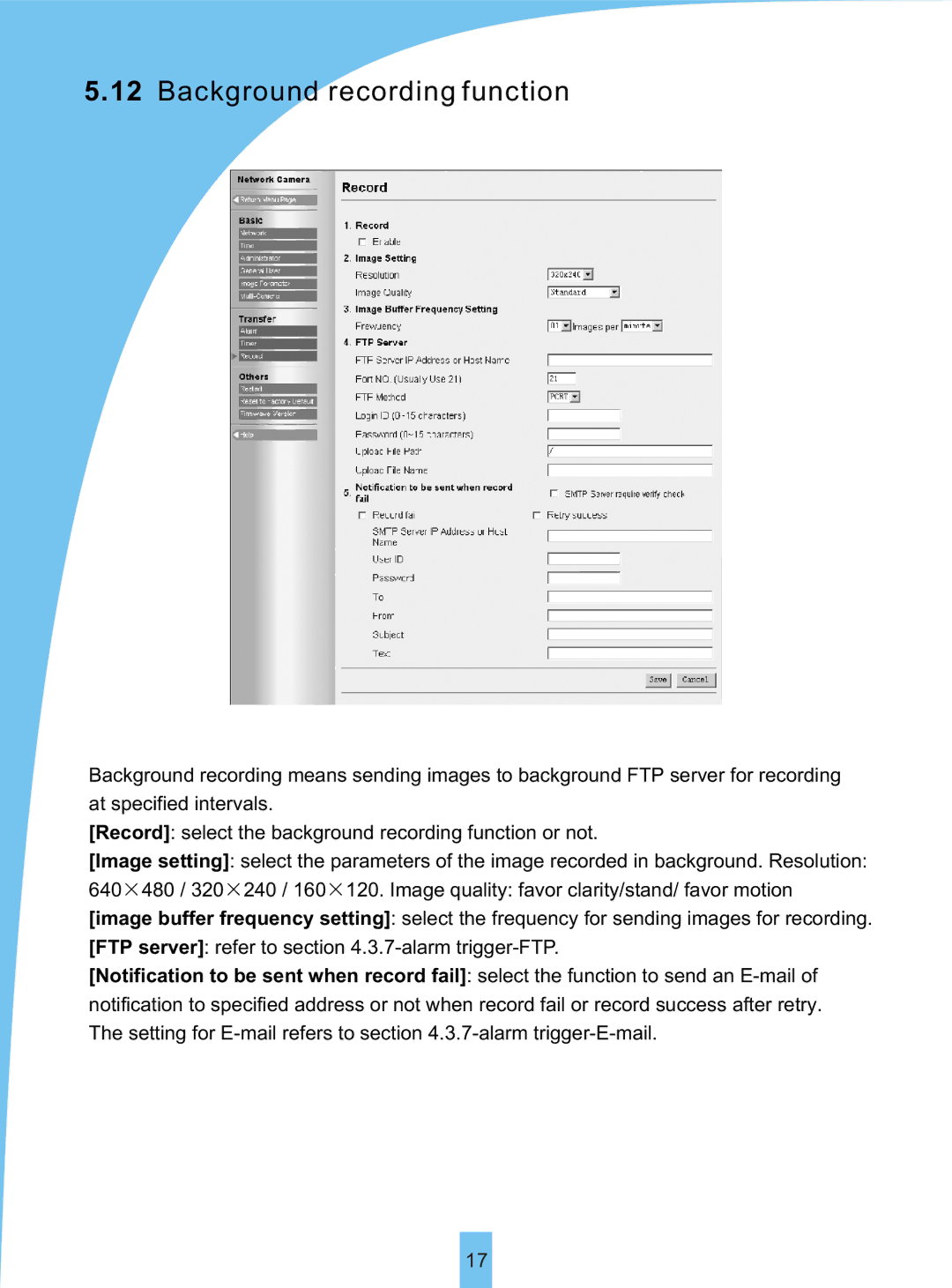 Sierra VSP 3001 manual Background recording function 