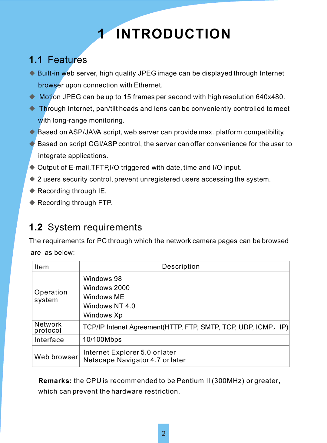 Sierra VSP 3001 manual Introduction, Features, System requirements 