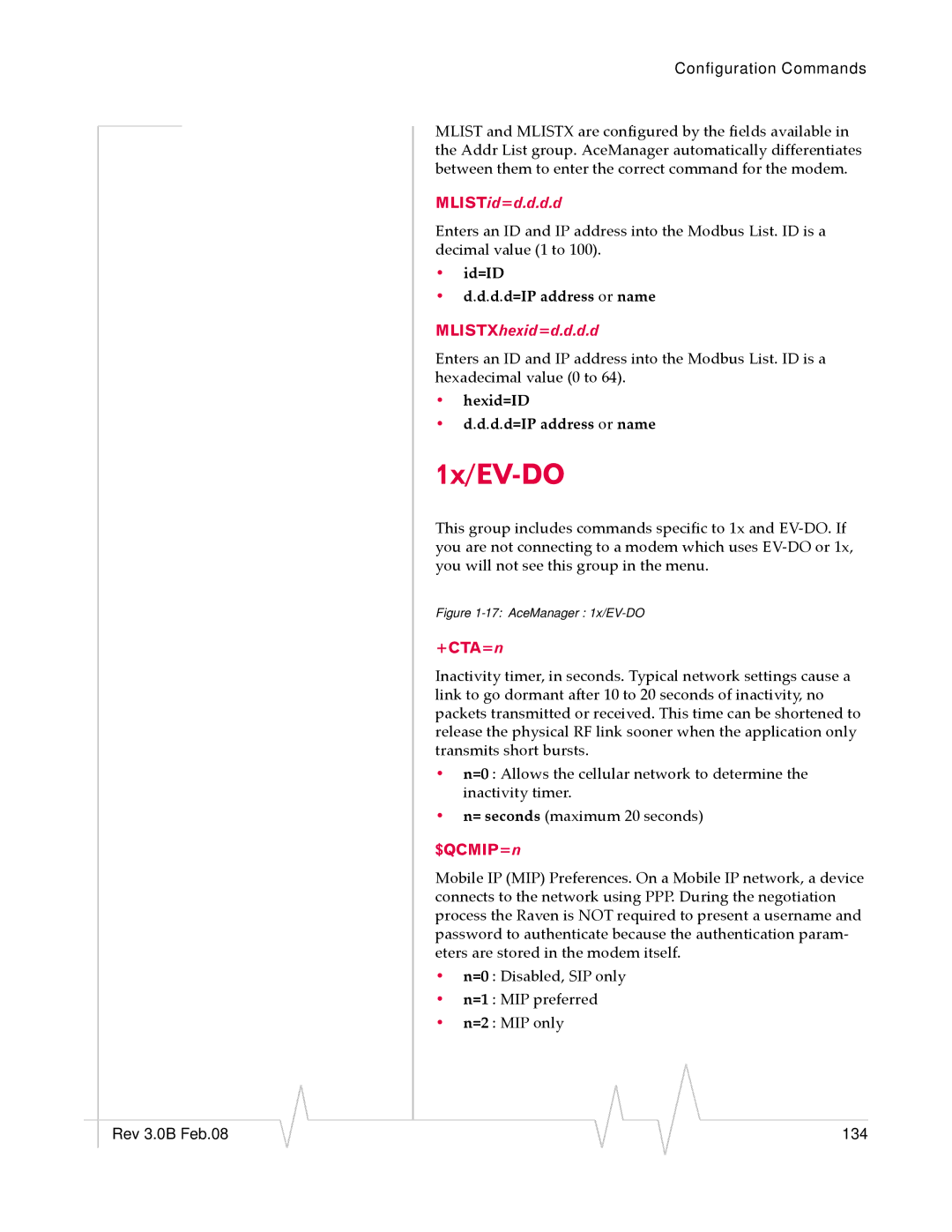 Sierra Wireless 20070914 manual 1x/EV-DO, Id=ID D.d=IP address or name, Hexid=ID D.d=IP address or name, +CTA=n, $QCMIP=n 