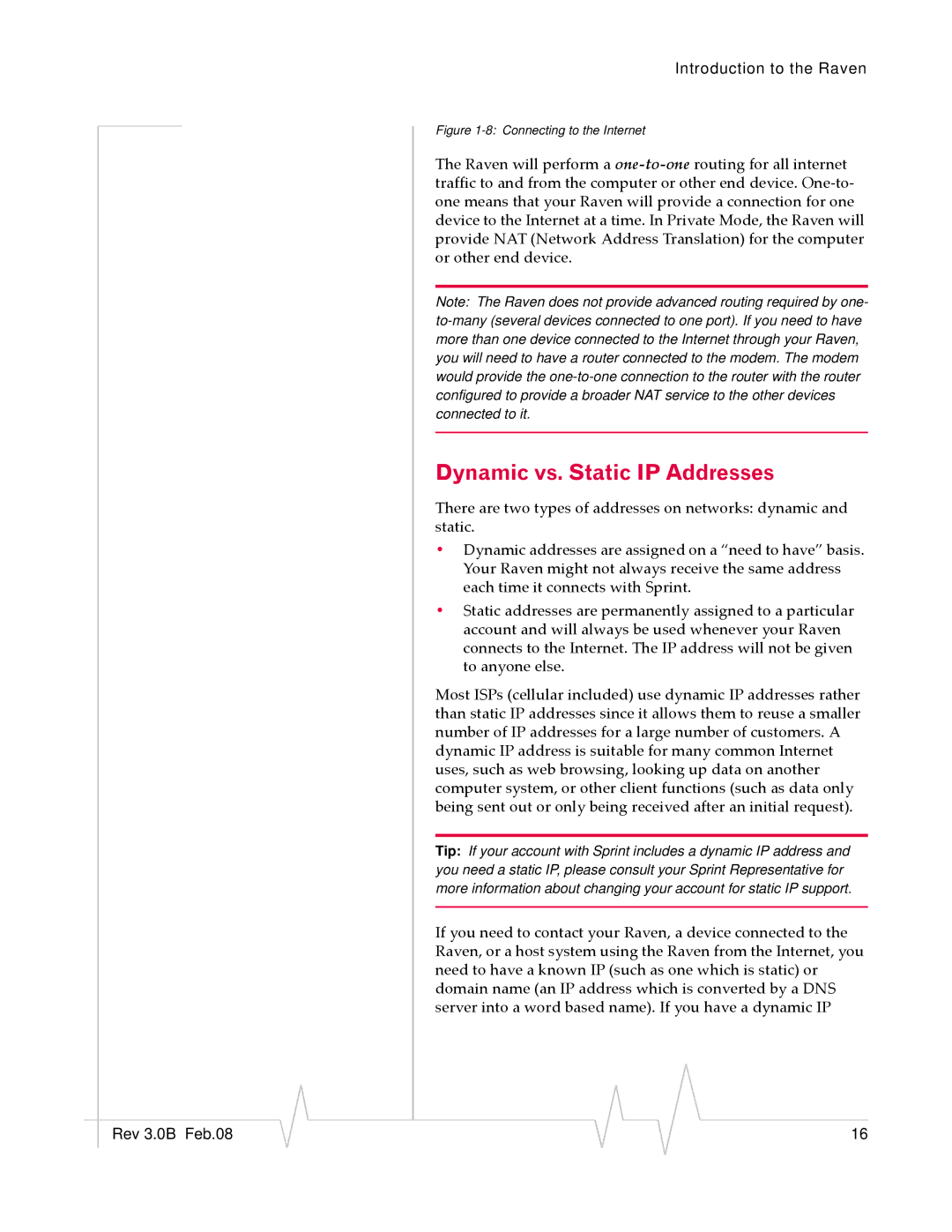 Sierra Wireless 20070914 manual Dynamic vs. Static IP Addresses, Connecting to the Internet 