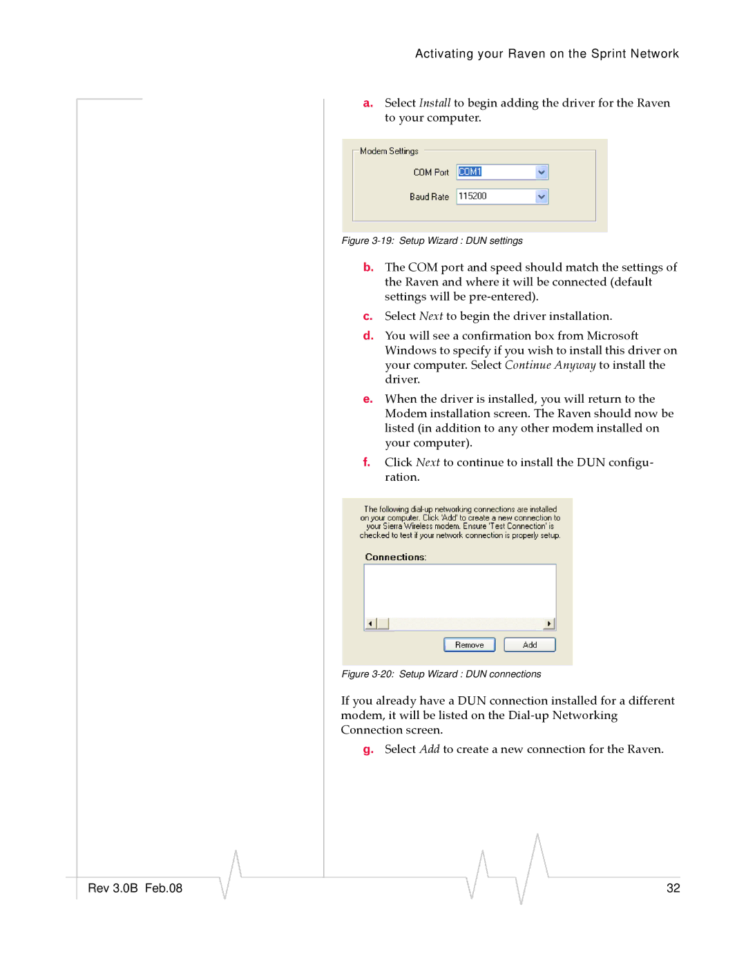 Sierra Wireless 20070914 manual Setup Wizard DUN settings 