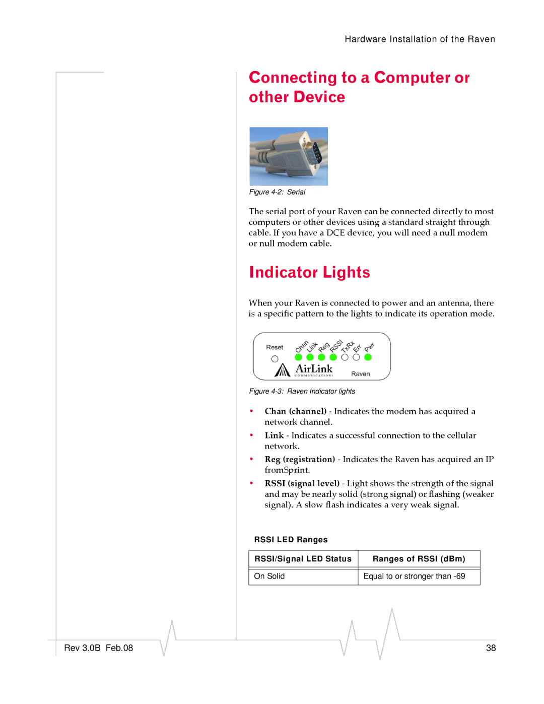 Sierra Wireless 20070914 manual Connecting to a Computer or other Device, Indicator Lights 