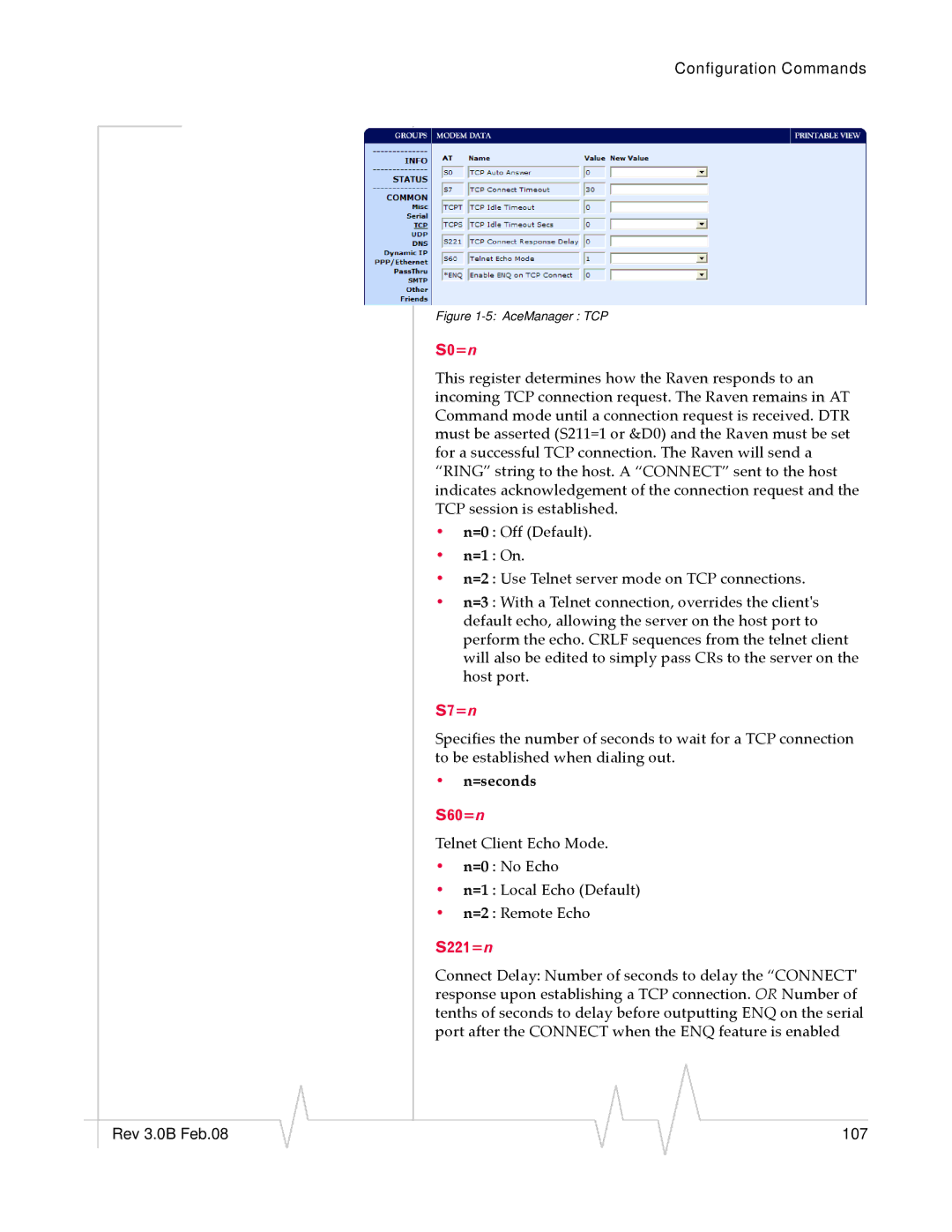 Sierra Wireless 20070914 manual S0=n, S7=n, =seconds, S60=n, S221=n 