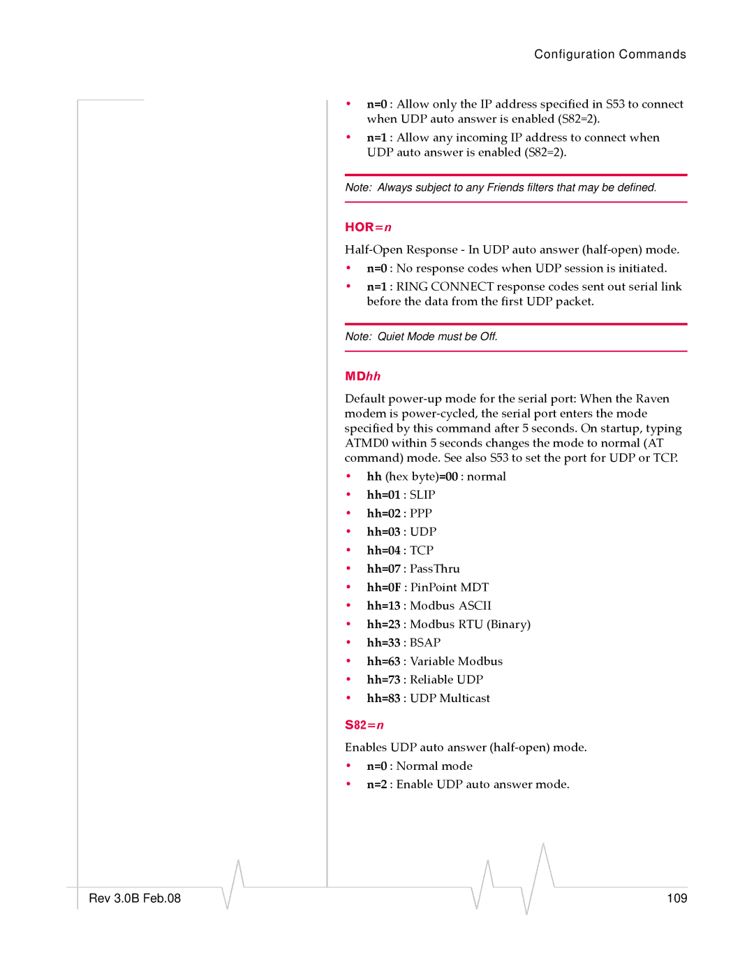 Sierra Wireless 20070914 manual HOR=n, MDhh, Hh=01 Slip Hh=02 PPP Hh=03 UDP Hh=04 TCP, Hh=33 Bsap, S82=n 