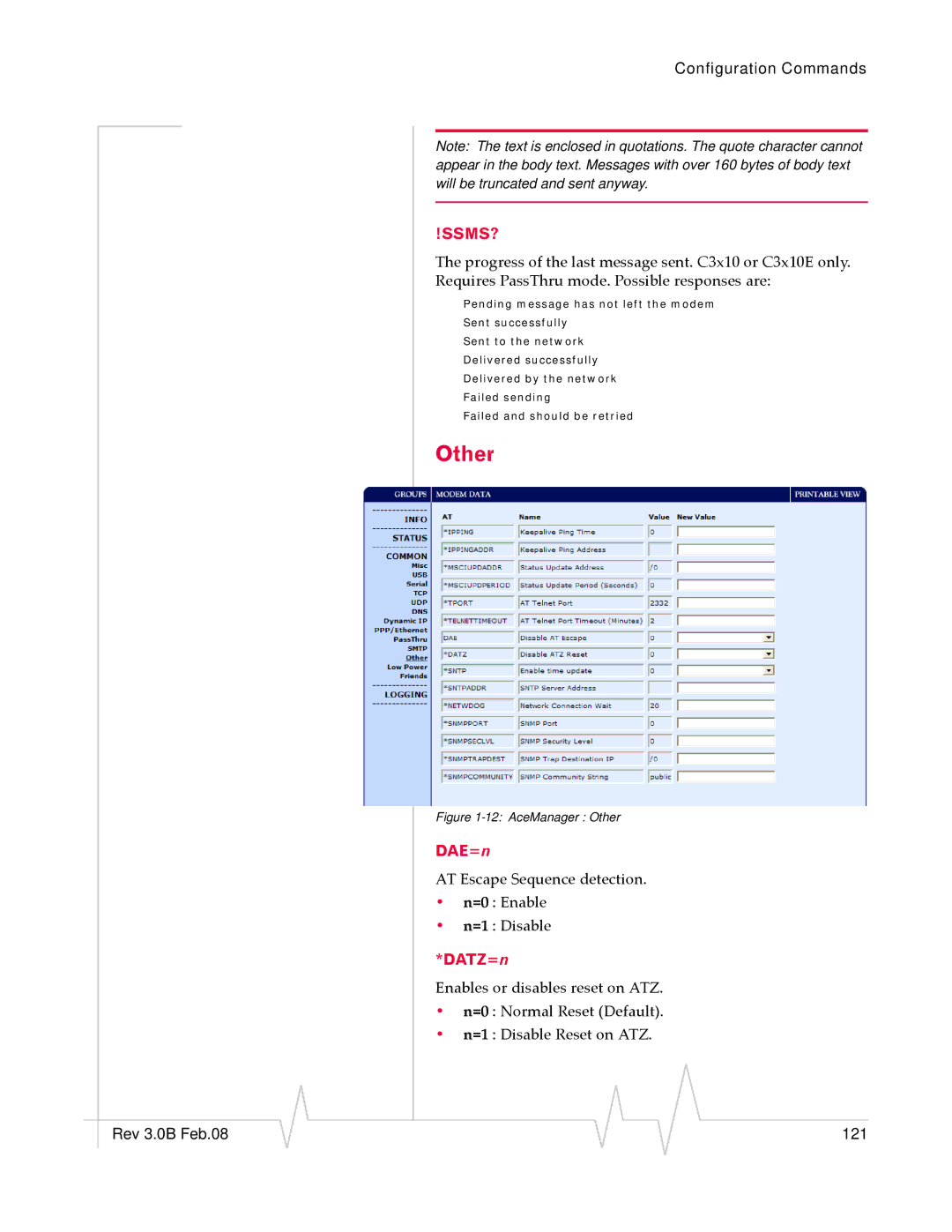 Sierra Wireless 20070914 manual Other, Ssms?, DAE=n, DATZ=n 