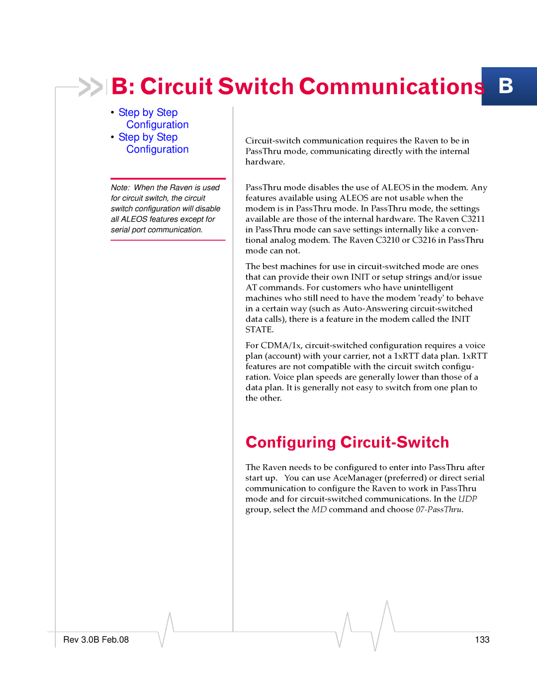 Sierra Wireless 20070914 manual Circuit Switch Communications B, Configuring Circuit-Switch 