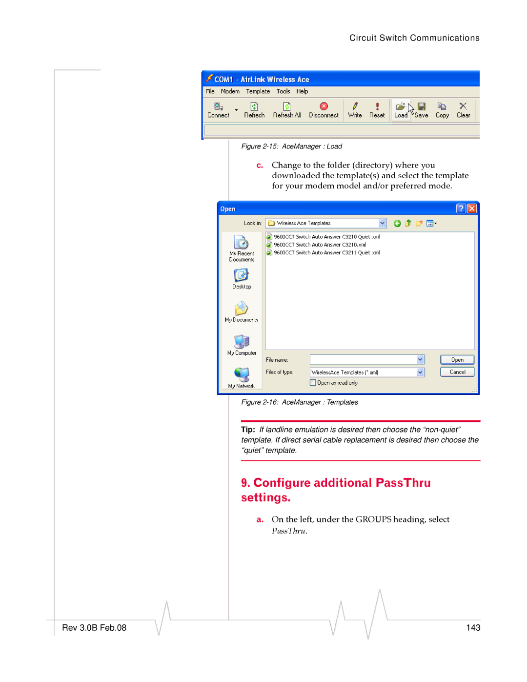 Sierra Wireless 20070914 manual Configure additional PassThru settings, AceManager Load 