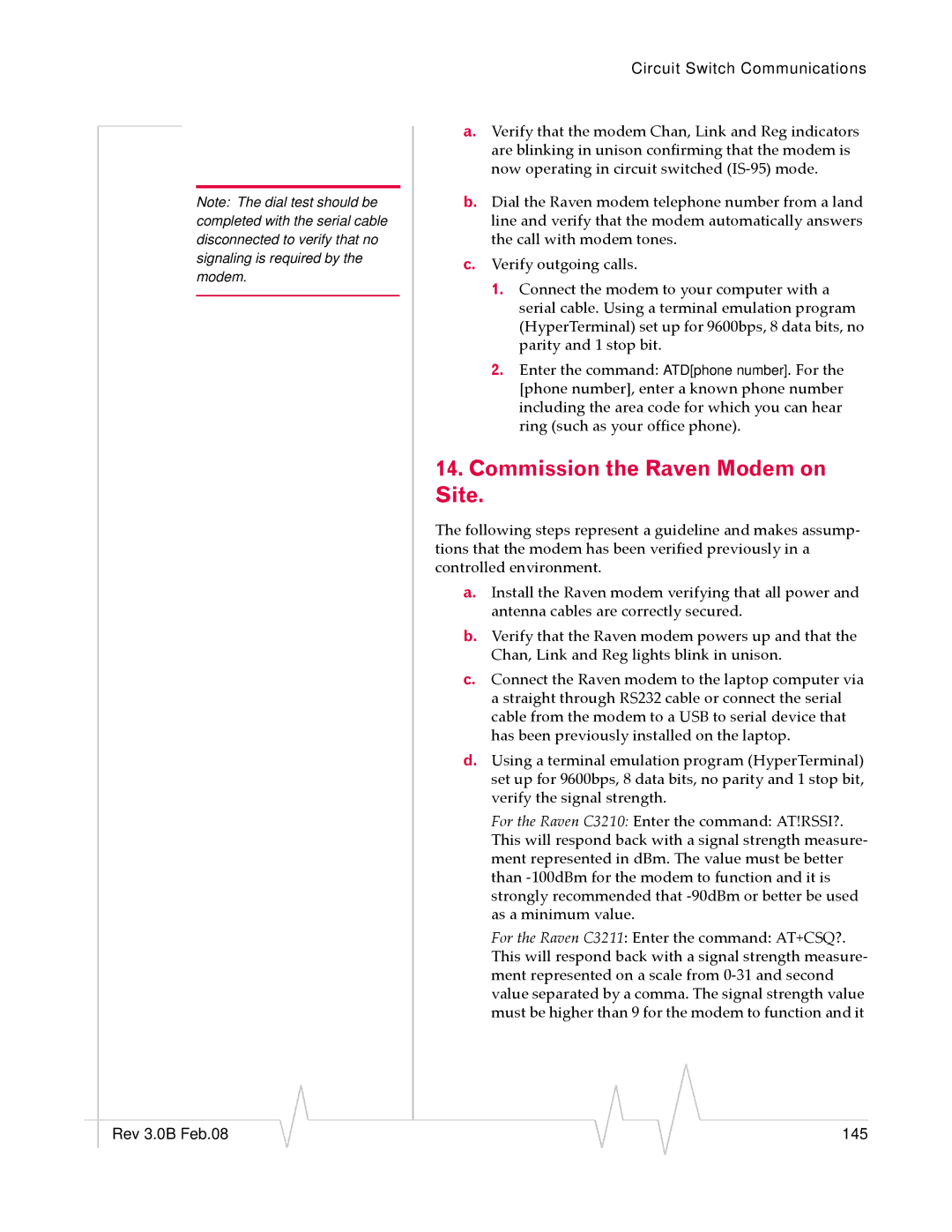 Sierra Wireless 20070914 manual Commission the Raven Modem on Site 