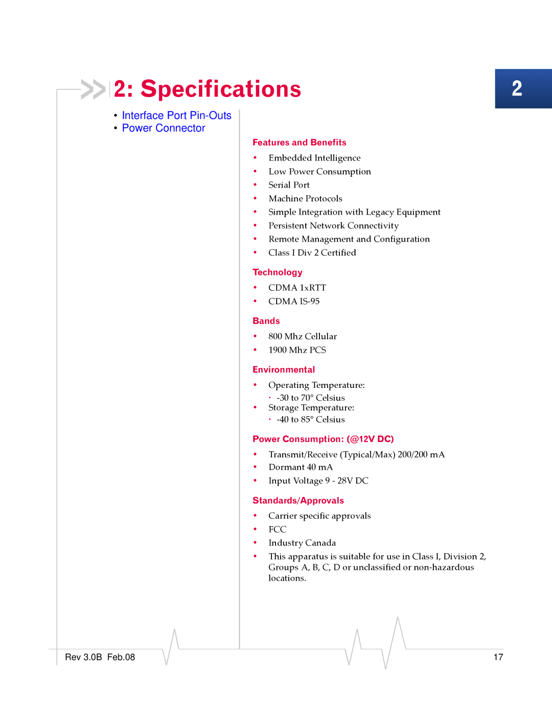 Sierra Wireless 20070914 manual Specifications 