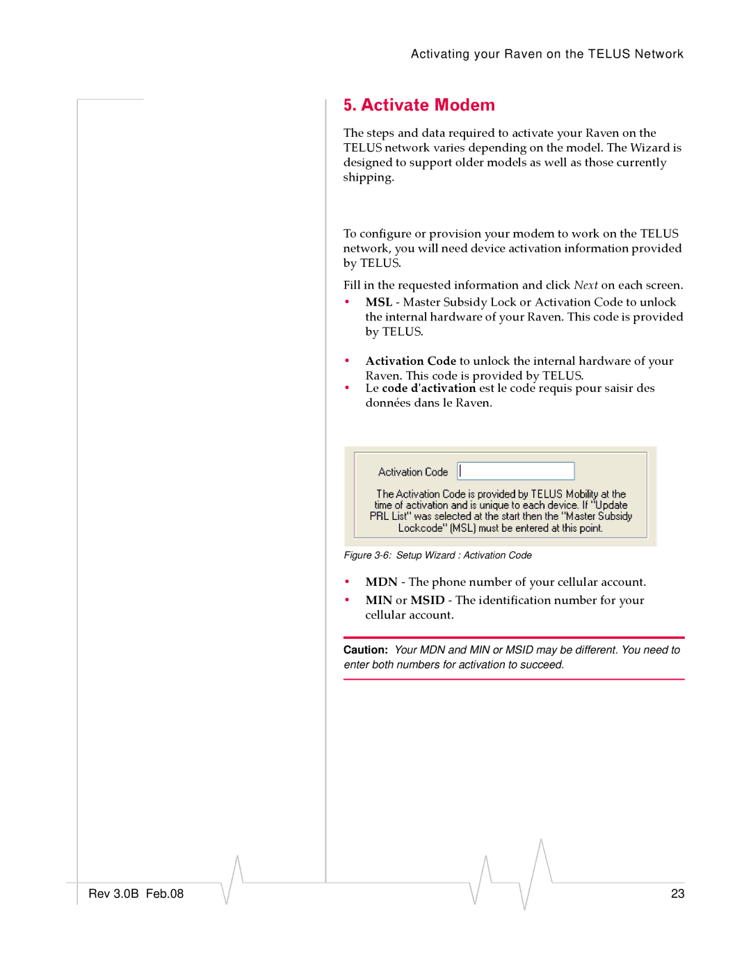 Sierra Wireless 20070914 manual Activate Modem, Setup Wizard Activation Code 