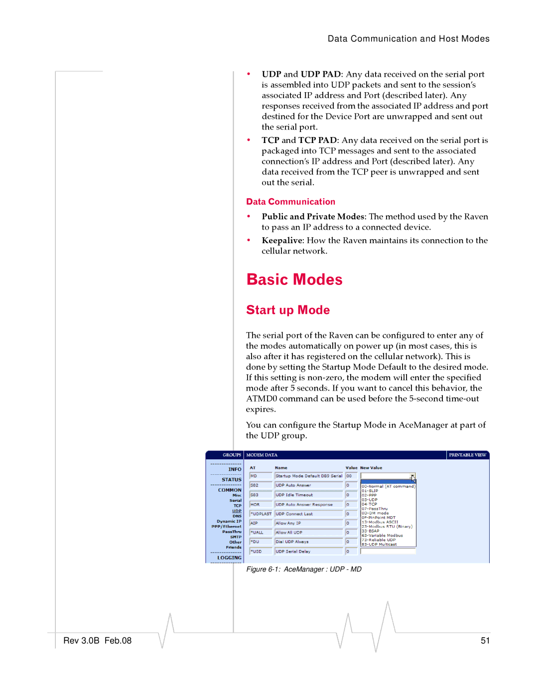 Sierra Wireless 20070914 manual Basic Modes, Start up Mode, Data Communication 