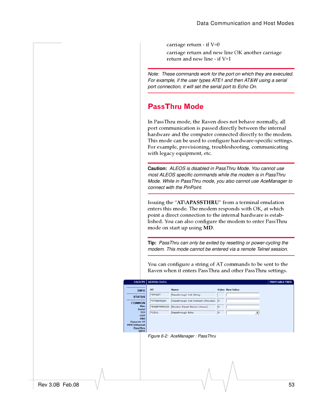 Sierra Wireless 20070914 manual PassThru Mode, AceManager PassThru 