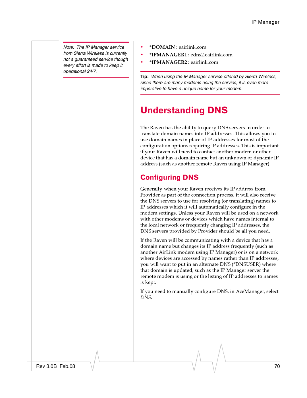 Sierra Wireless 20070914 manual Understanding DNS, Configuring DNS 