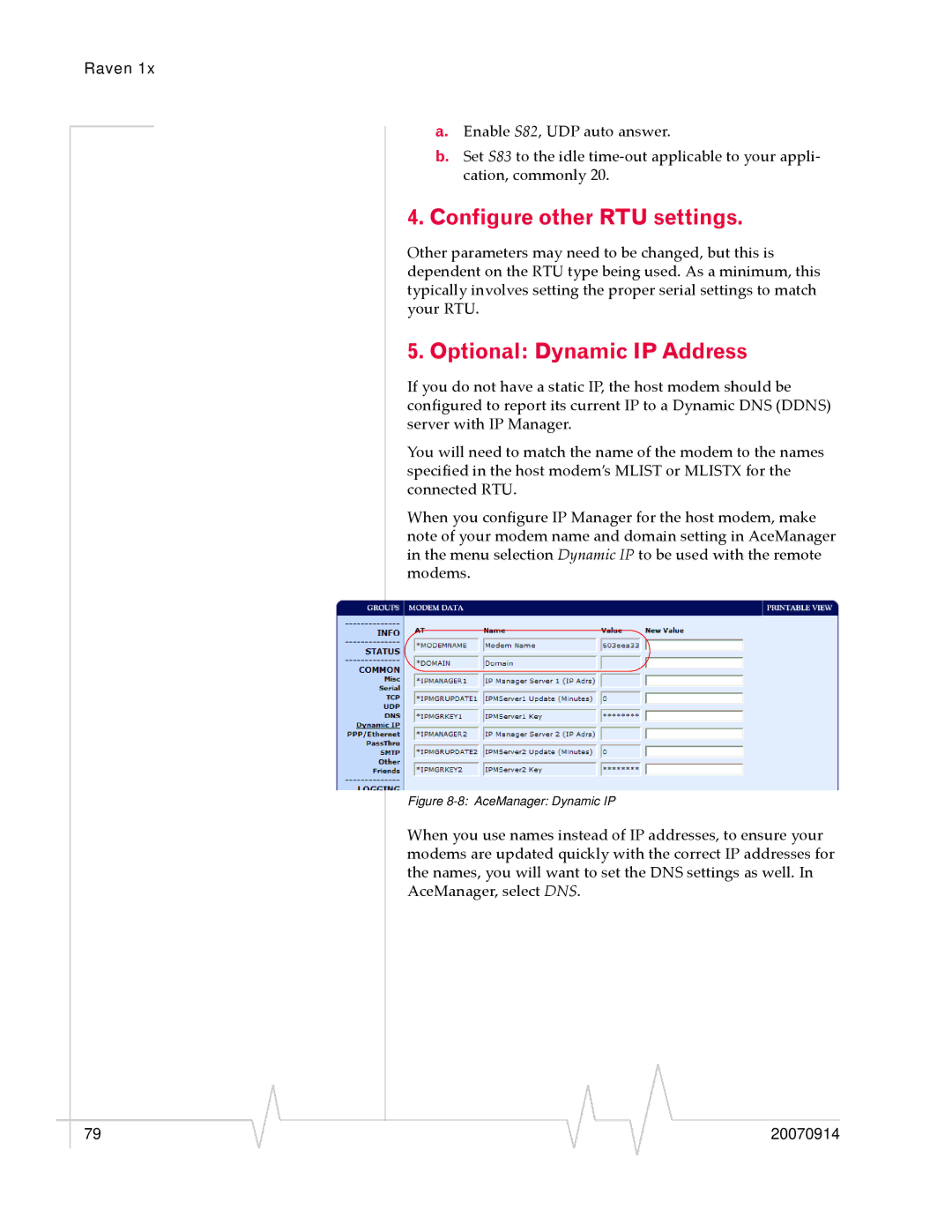 Sierra Wireless 20070914 manual Configure other RTU settings, Optional Dynamic IP Address 