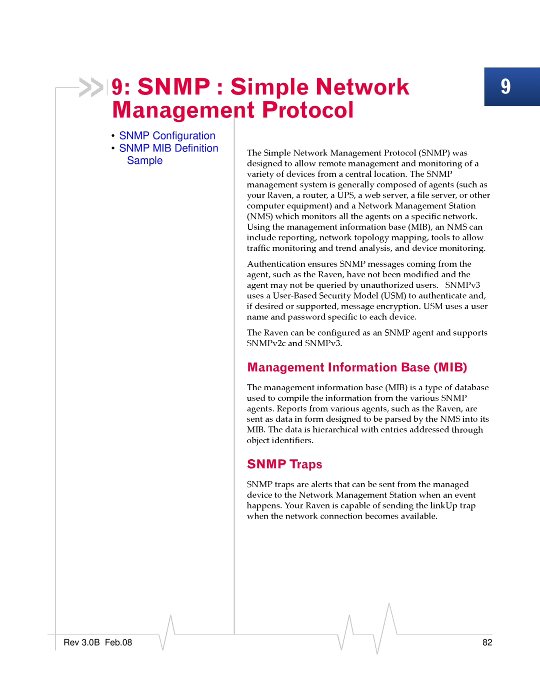 Sierra Wireless 20070914 manual Snmp Simple Network Management Protocol, Management Information Base MIB, Snmp Traps 