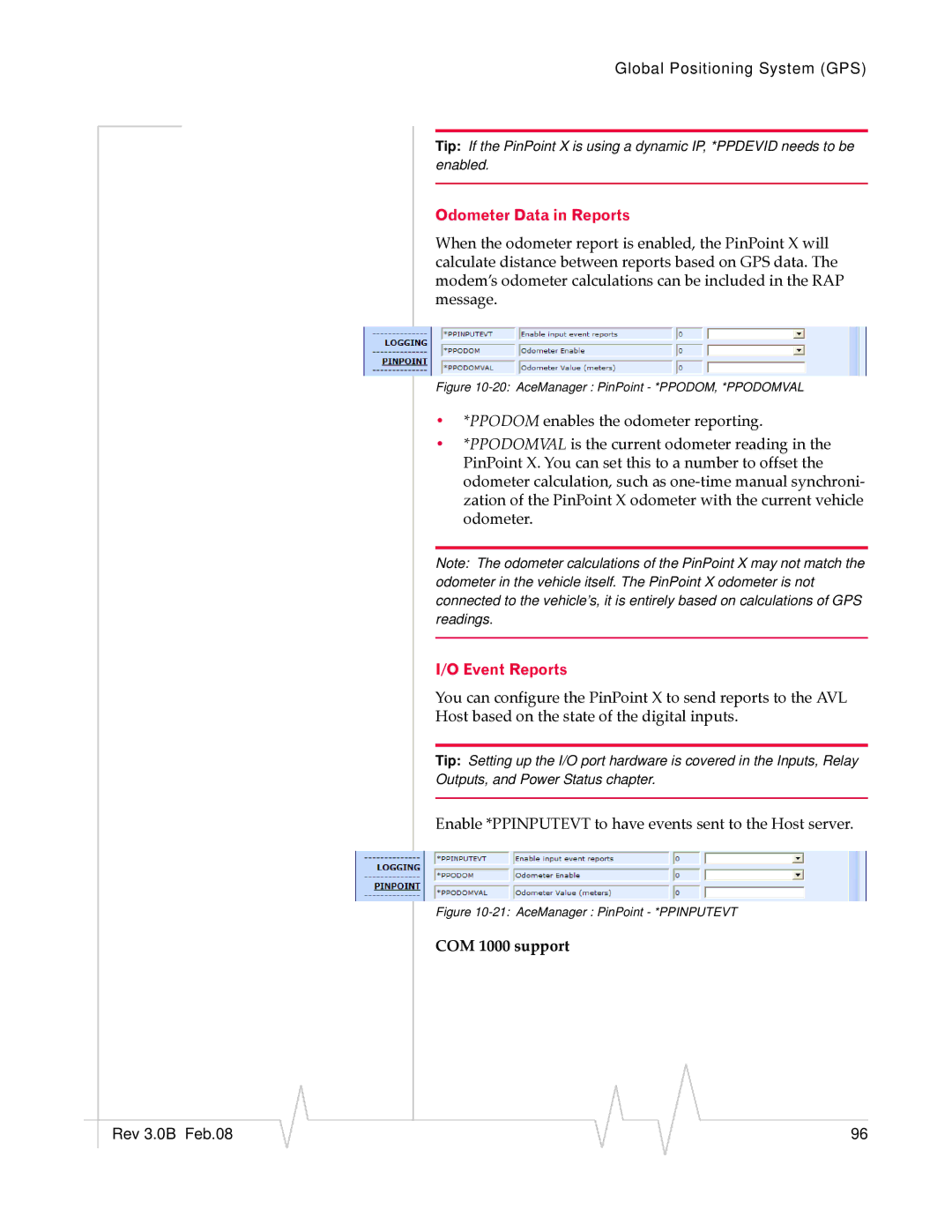 Sierra Wireless 20070914 manual Odometer Data in Reports, Event Reports, COM 1000 support 