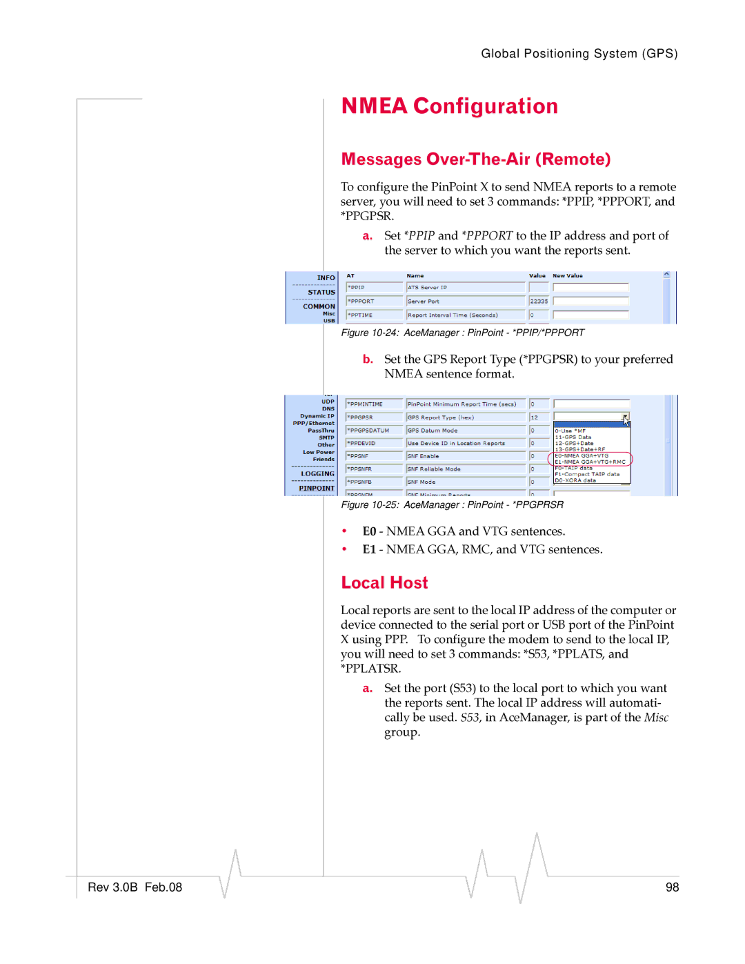 Sierra Wireless 20070914 manual Nmea Configuration, Messages Over-The-Air Remote 