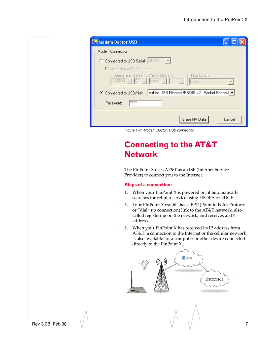 Sierra Wireless 20070914 manual Connecting to the AT&T Network, Steps of a connection 