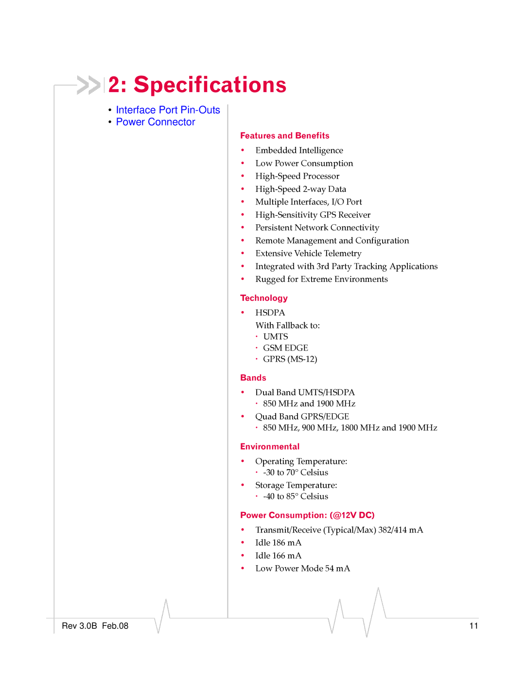 Sierra Wireless 20070914 manual Specifications 