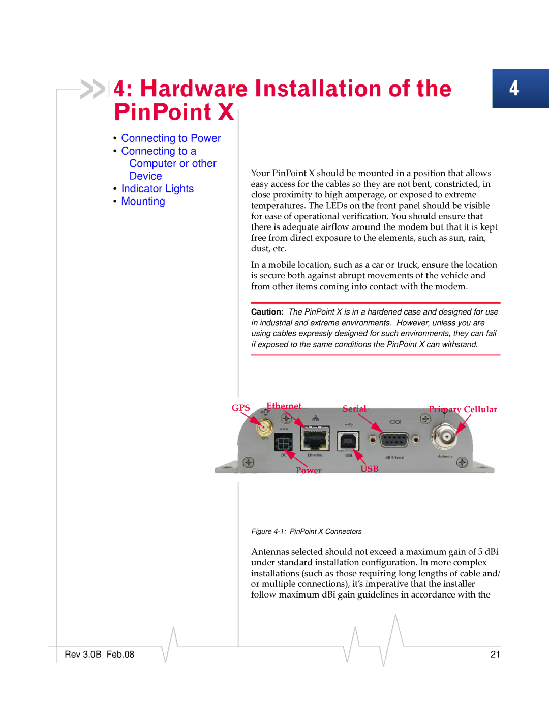 Sierra Wireless 20070914 manual Hardware Installation PinPoint, Indicator Lights 