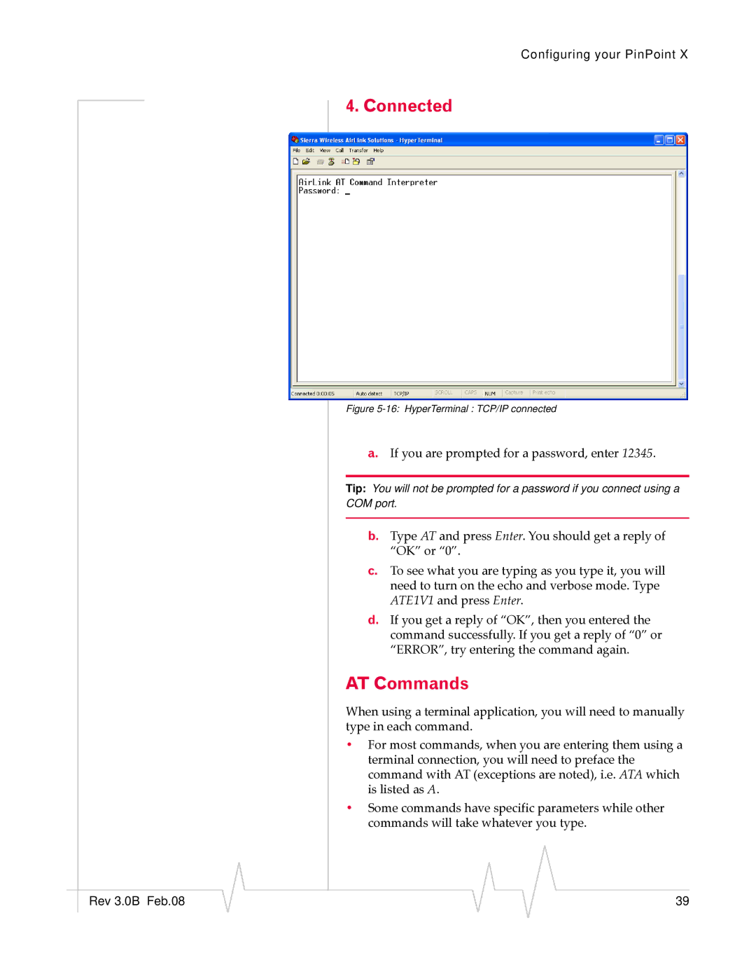 Sierra Wireless 20070914 manual Connected, AT Commands 