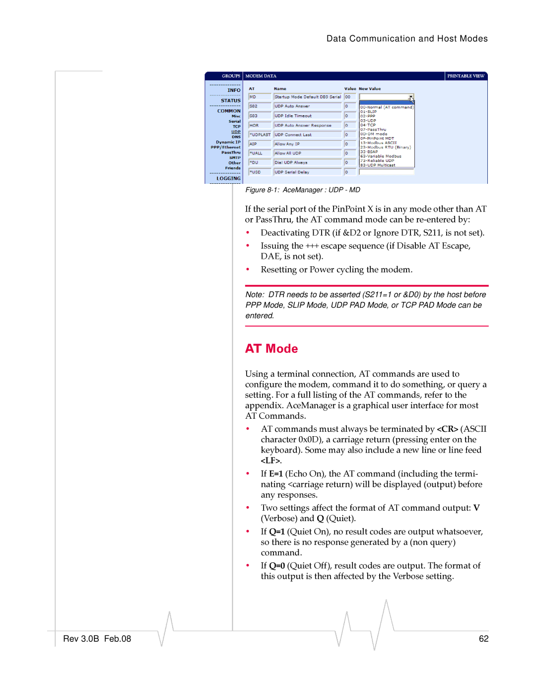 Sierra Wireless 20070914 manual AT Mode, AceManager UDP MD 