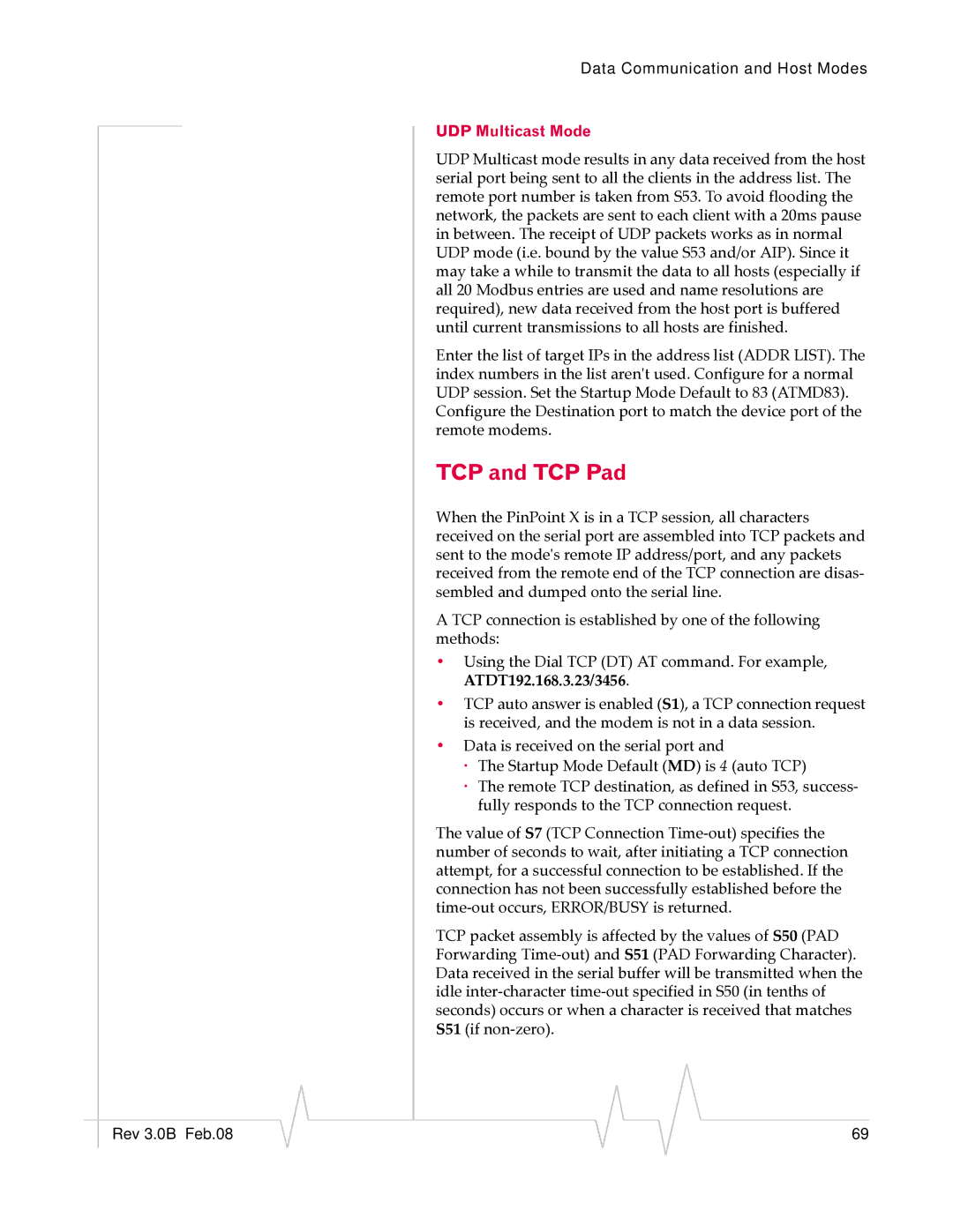 Sierra Wireless 20070914 manual TCP and TCP Pad, UDP Multicast Mode 