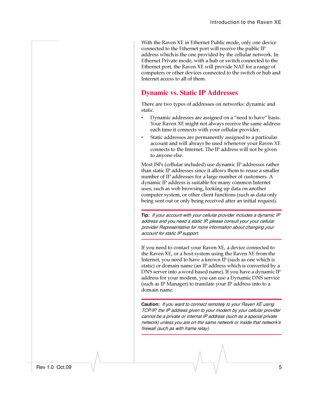 Sierra Wireless 20080605 manual Dynamic vs. Static IP Addresses 