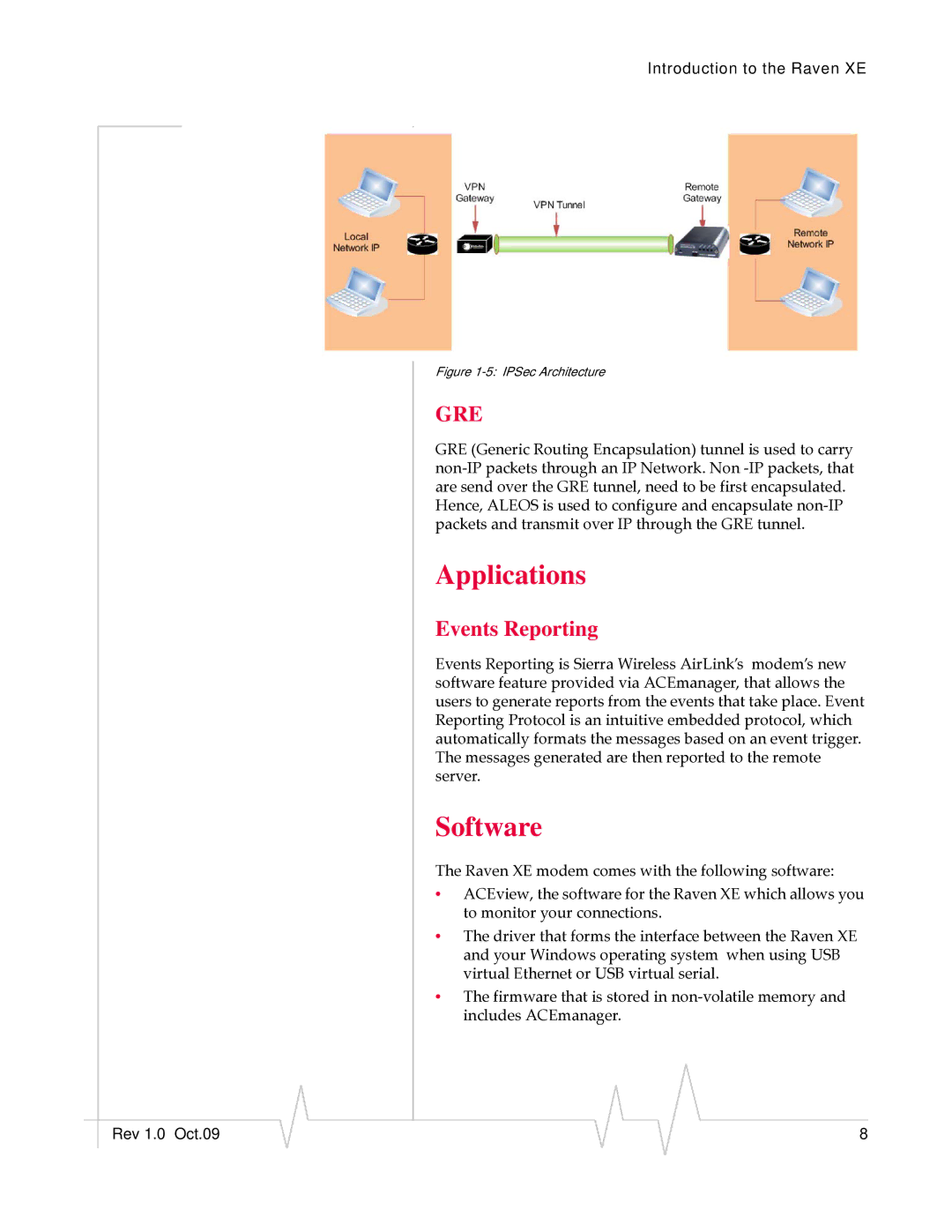 Sierra Wireless 20080605 manual Applications, Software, Events Reporting 