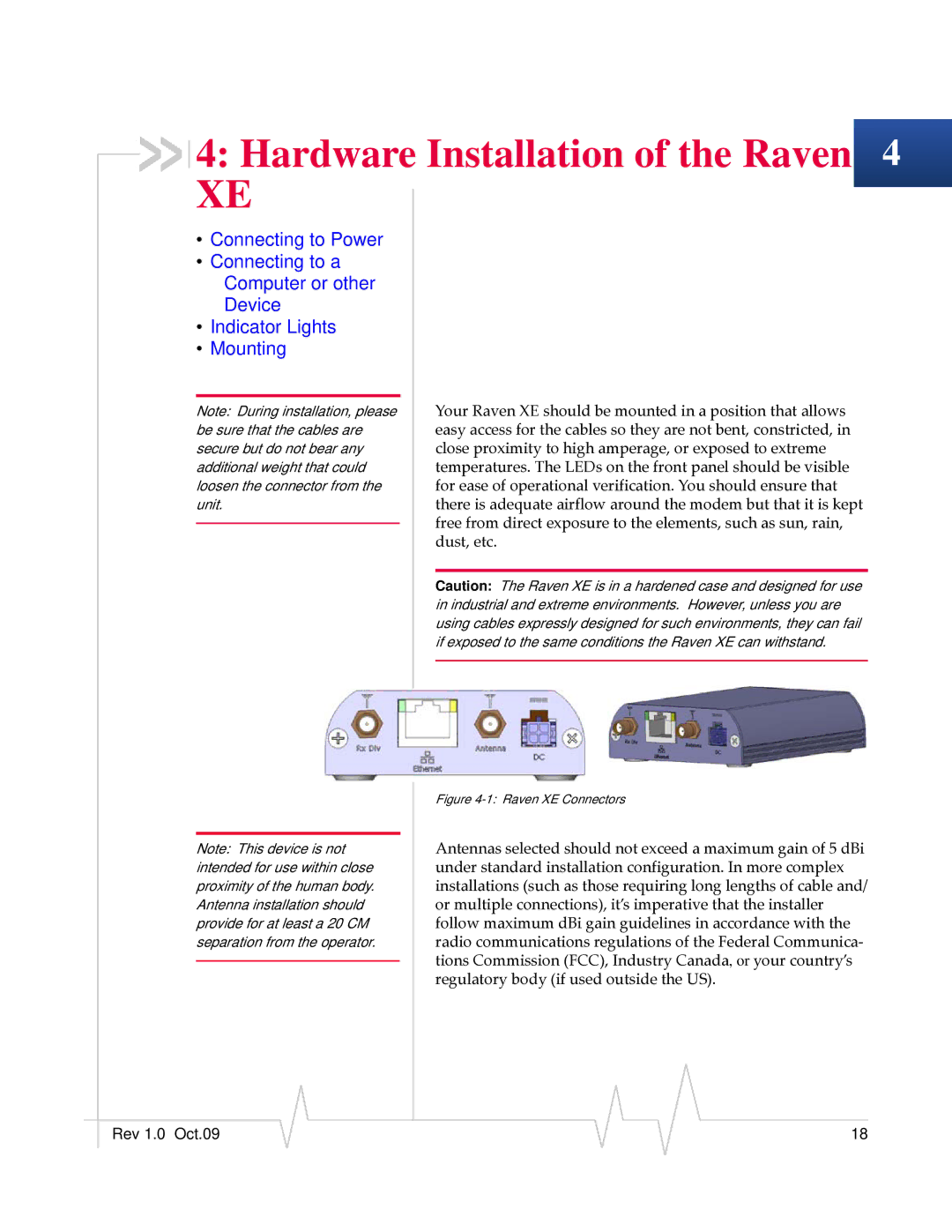 Sierra Wireless 20080605 manual Hardware Installation of the Raven, Dust, etc 