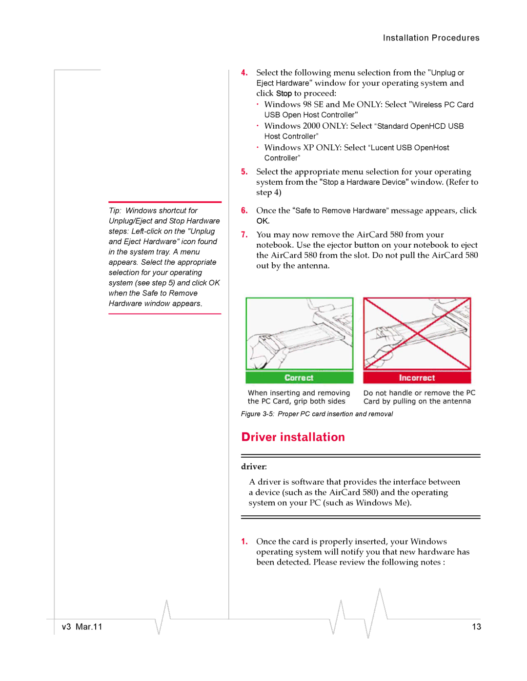 Sierra Wireless 2130374 v3 manual Driver installation 