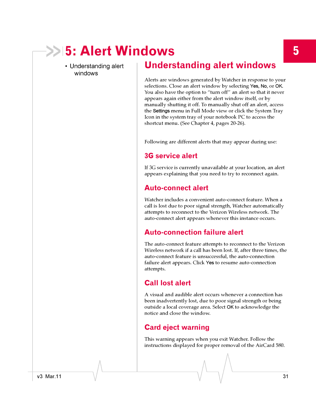 Sierra Wireless 2130374 v3 manual Alert Windows, Understanding alert windows 