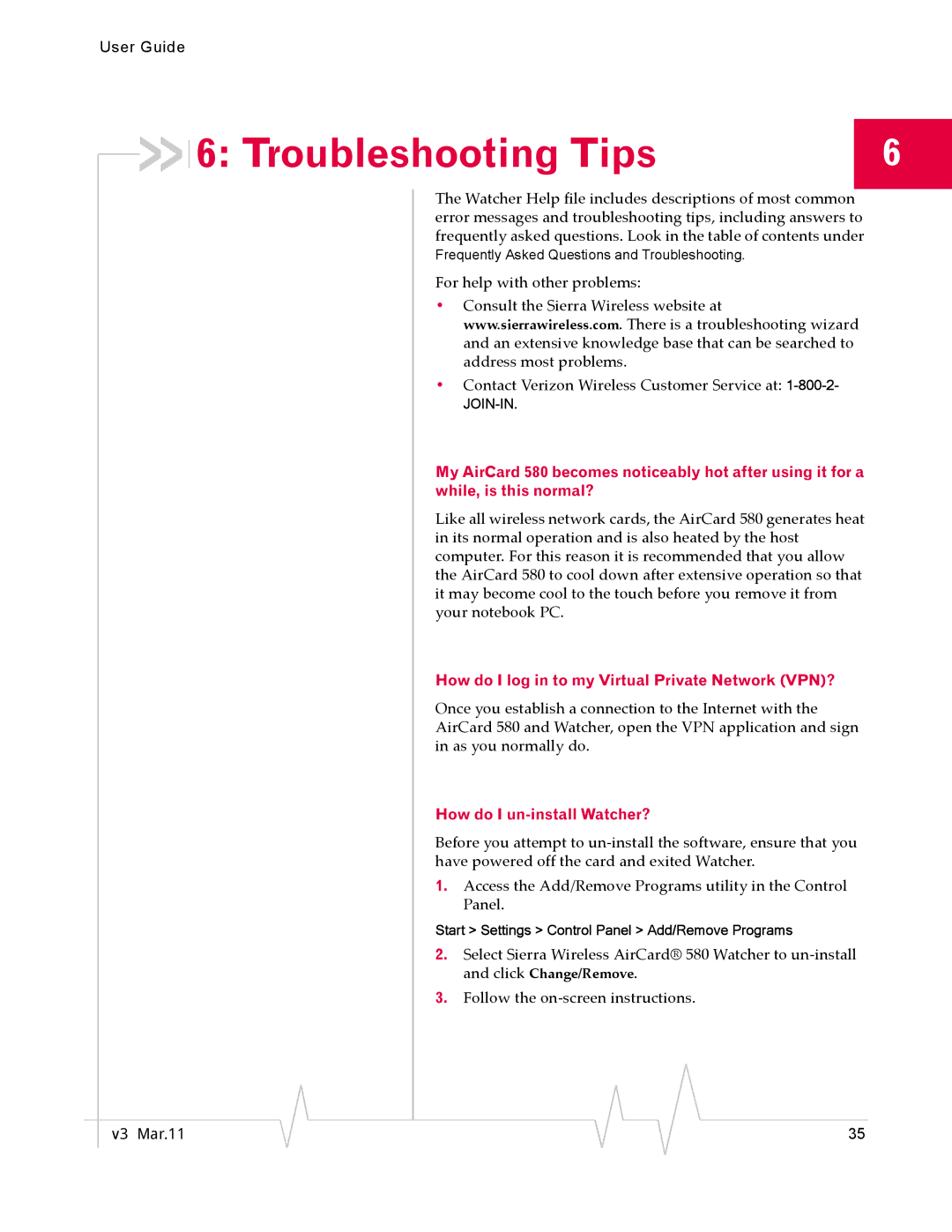 Sierra Wireless 2130374 v3 manual Troubleshooting Tips, How do I log in to my Virtual Private Network VPN? 